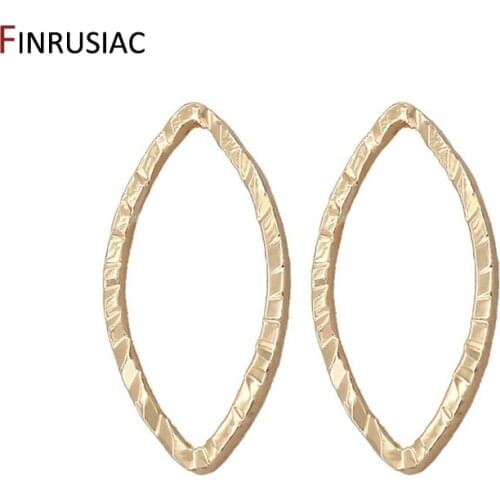 14k Gold Plated Copper Oval Drop Pendant Connector Component DIY Jewelry Making Accessories Earrings Connecting Pieces Wholesale