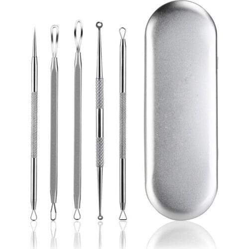 5PCS Stainless Steel acne Needle Set Cell Clamp Blackhead Needle Tools Acne Needle Tweezers Beauty Pimple Extrusion Artifact