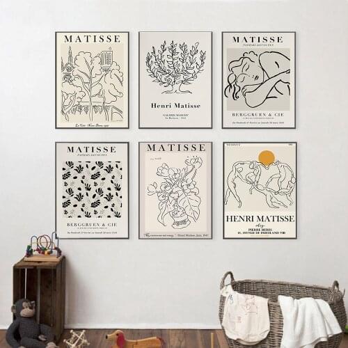 Henri Matisse Retro Posters and Prints Abstract Line Wall Art Vintage Canvas Painting Pictures for Living Room Home Decor