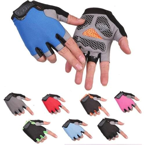 New 1 Pair of Cycling Anti-slip Anti-sweat Men Women Half Finger Gloves Breathable Anti-shock Sports Gloves Bike Bicycle Gloves