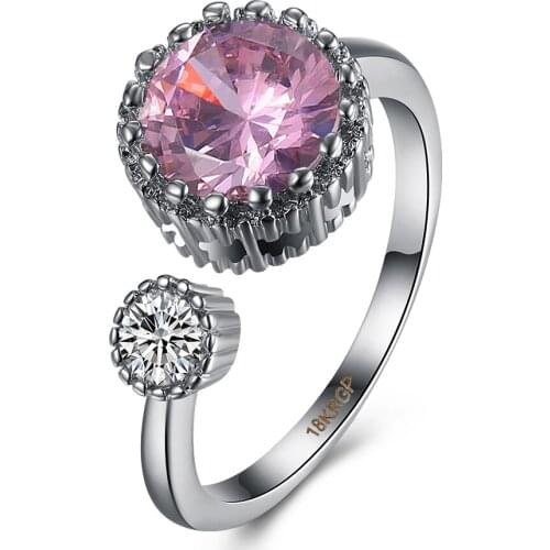 New Arrival Lukeni Women Cubic Zirconia Party Trendy Geometric Cocktail Ring Tension Setting Open rings For Women