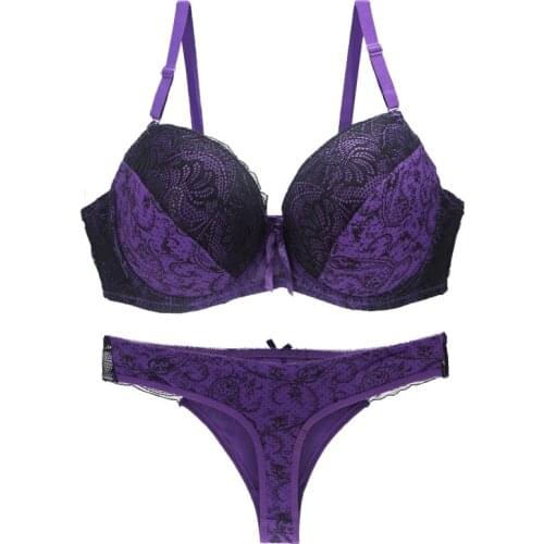 New Sexy Lace Shoulder Strap Bras Set Ladies Underwear Push Up Large Size Lingerie Plus Two Cups Underwire CD Cup Bra Sets