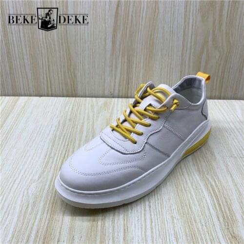 Genuine Leather Mens Casual Shoes Fashion Lace Up Slip-On Round Toe Breathable Waterproof Natural Cowhide Outdoor Active Shoes