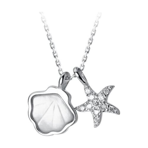 MloveAcc Genuine 925 Sterling Silver Sea Star and Shell Pendant Necklaces for Women Animal Jewelry