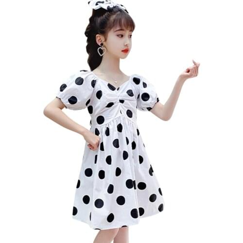 Dress Girl Dot Pattern Girls Dresses Summer Dress For Kids Casual Style Costume Girl 6 8 10 12 14