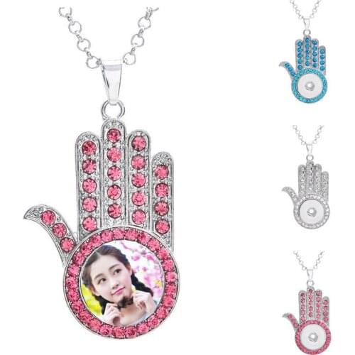 Button necklaces pendants for dye sublimation women Palm necklaces pendant jewelry heat tranfer printing blank consumable ZA0119