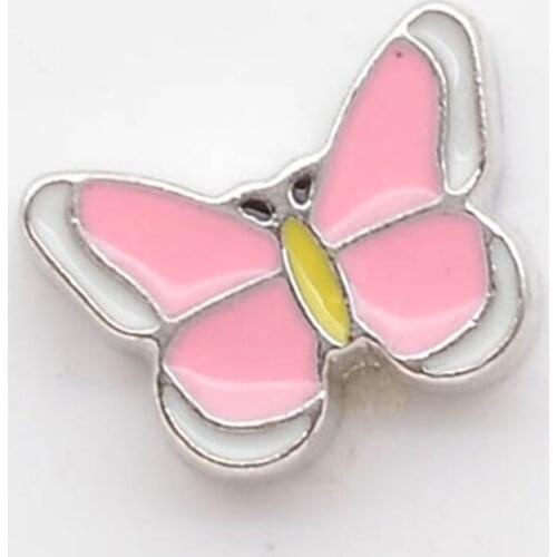 Pink Butterfly, Floating charms,Fit floating charm lockets FC0007
