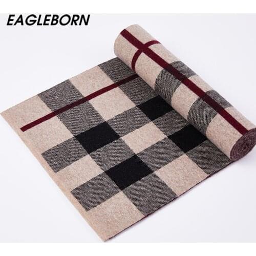 Scotland Lattice Scarf Men Winter 100% Wool Scarf High Quality Cashmere Scarf Classic Lattice Khaki Black Grey Fashion Scarf
