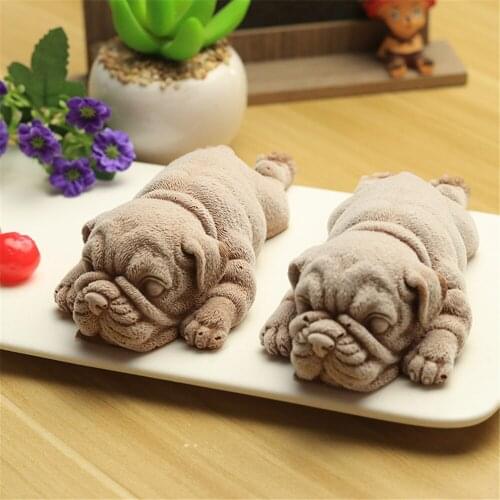 Cute Puppy Dog Silicone Mold Mousse Cake Decor 3D Shar Pei Mould Ice Cream Jello Pudding Blast Chilling Tool Fondant Decoration