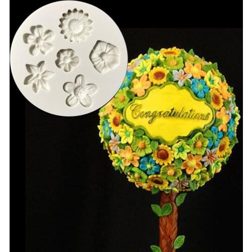 Sugarcraft Six-Flower Silicone mold fondant mold cake decorating tools chocolate