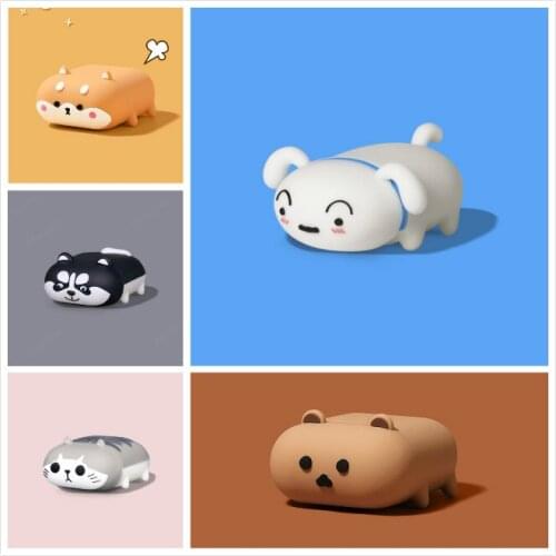 INS Cute 3D Shiba Inu Dog Silicone Earphone Cases for AirPods Pro Case Bluetooth Headset Cover for AirPods 1 2 Protective Funda
