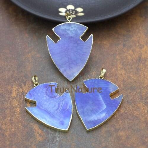 Purple Dragons Agates Arrowhead Charms Jewelry Lovely Fish Shape Agates Pendant For Jewelry Making In 44*62 mm PM5847