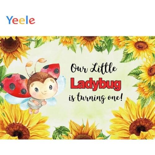 Sunflower Ladybug Flower Newborn Baby Shower 1st Birthday Party Custom Backdrop Vinyl Photography Background For Photo Studio
