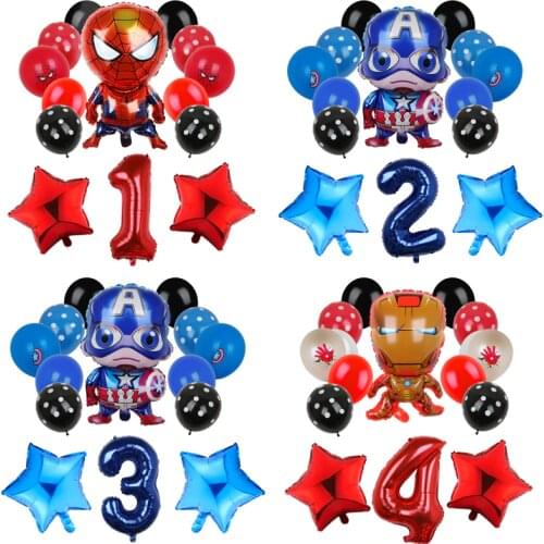 14pcs MARVEL Spider Iron Hero Man Party 32inch Number Foil Balloons Birthday Decoration Supplies Childrens Gifts Anniversaire