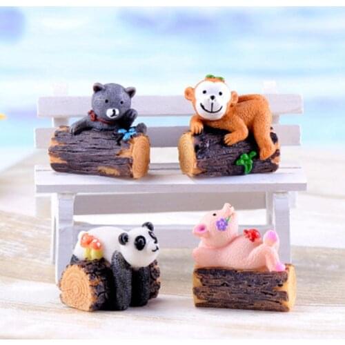 ZOCDOU 1 Pieces Animal Panda Monkey Pig Bear Cartoon Guard Sunshine Zoo Model Small Statue Figurine Crafts Ornament Miniatures