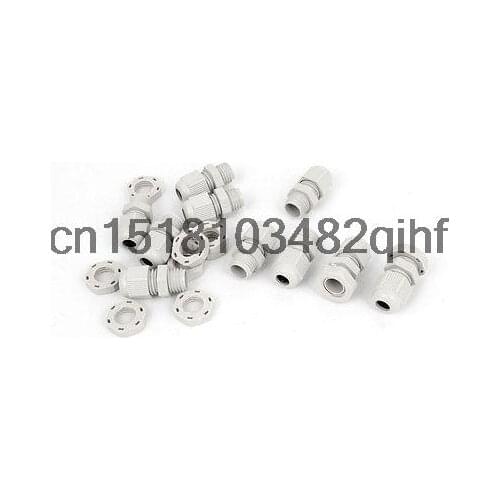 10 Pcs M12 White Plastic 3-6.5mm Dia Waterproof Cable Glands Connectors