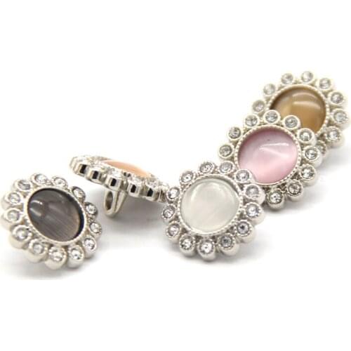 10pcs Rhinestones Gold Metal Shank Jewelry Buttons For Clothes Women Shirt Dress Flower Decorations Sewing Accessories Wholesale