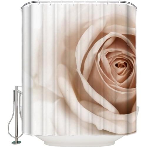 3D White Rose Extra Long Fabric Bath Shower Curtains Bathroom Decor Sets with Hooks