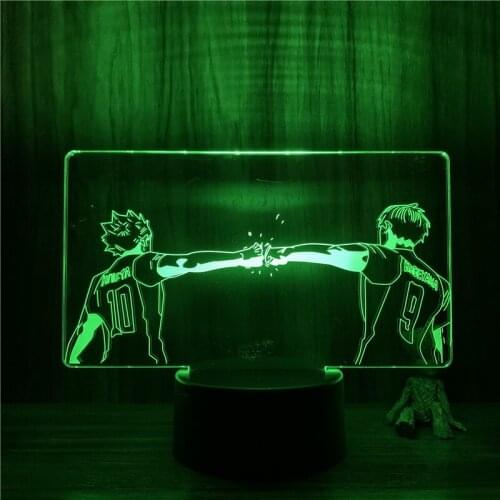 3D Lamp Anime Haikyuu Shoyo Hinata Fist Tobio Kageyama LED NightLight Figure 7 Colors Touch Table Bedroom Decor Night Light Gift