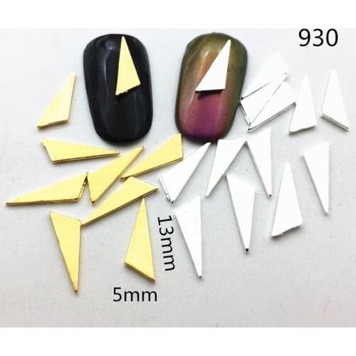 50pcs/pack Japan Alloy Nail Art 3D Gold Silver Long Triangle Metal Accessories Decoration for Phototherapy Nail Sticker DIY