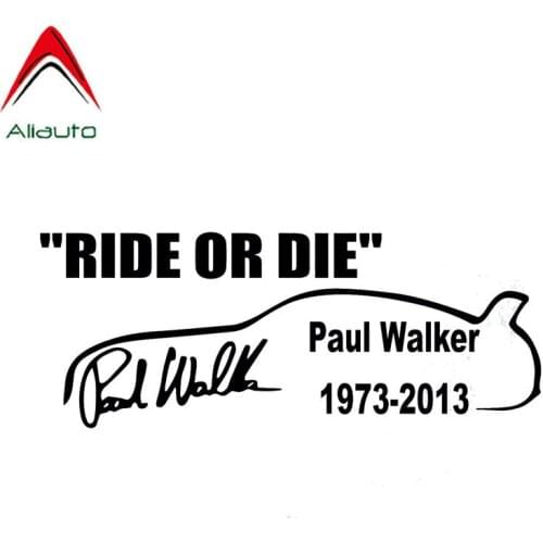 Aliauto Creative Car Stickers Paul Wallker Ride or Die Personalized Vinyl Waterproof Decal Accessories Black/silver,22cm*8cm