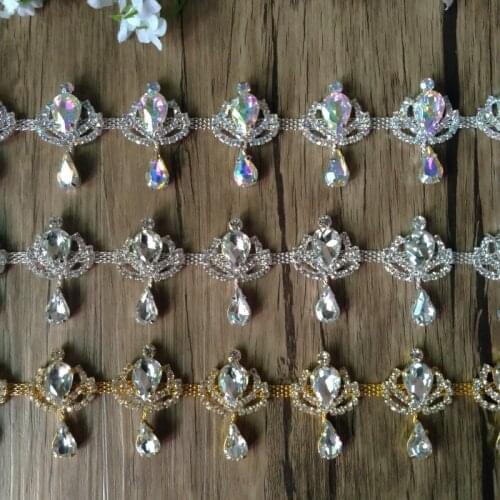 Free Shipping 5yards Crystal Rhinestone Chain Bridal Sash Rhinestone Trim Applique,Rhinestone Trimming DIY Accessories LSRT100-1