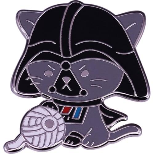 Cat Yarn Ball Enamel Pin Black Kitty Playing Brooch Magic Kitten Badge Jewelry