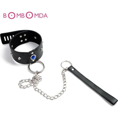 Fetish Bondage Sex Collar Leash Adult Game Product Neck Ring With Metal Chains Sex Toys For Couples Flirting Sex Products