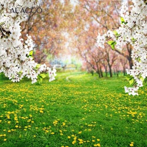 Laeacco Photophone Spring Photography Backgrounds Blooming Grassland Baby Shower Portrait Photo Backdrops For Photo Studio Props