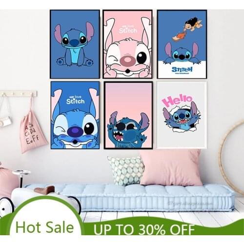 Disney Lilo & Stitch Anime Canvas Paintings Cartoon Posters and Prints Cuadros Wall Art Pictures for Kid Bedroom Home Decor