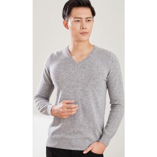 Cashmere Sweater Men 2021 New 100% Pure Wool V-neck thin pullover pure color casual business shirt mens knitted jacket