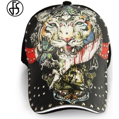 FS Fashion Tiger 3D Printing Animal Cap With Rivet Men Women Black Baseball Caps Outdoor Snapback Dad Hat Hip Hop Gorra Animales