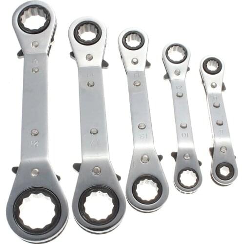 Hot Sale Weelee 6-22mm Bent Double Head Ratchet Wrench Reversible Ratchet Handle Wrench Metric Hand Tool Ratchet Ring Spanner