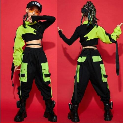 Costume for Girls Street Dance Suit Hip-hop Performance Clothing Trend Crop Top Pants Childrens Jazz Dance Costume Women