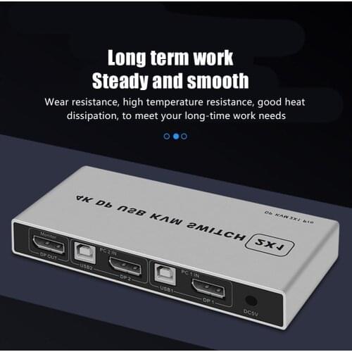 Dual Port 8K Displayport KVM Switch Compatible with KVM KVM DP Switch 2K USB 144Hz 4K/144Hz in Out Displayport 1 2 4KX2K/60 J9B1