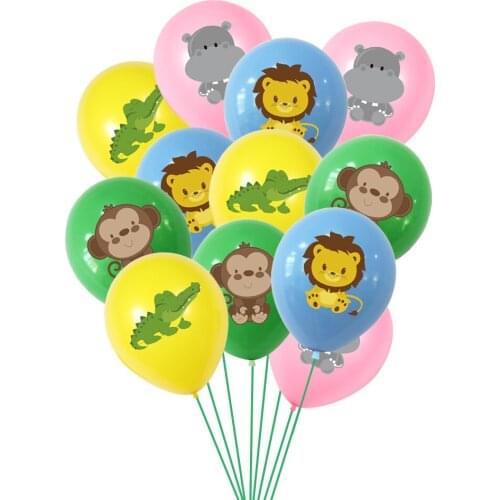 Woodland Animals Balloons Cartoon Lion Ballon Jungle Dinosaur Baloon Wild Monkey Hippo Happy Birthday Party Decor Kids Baloney