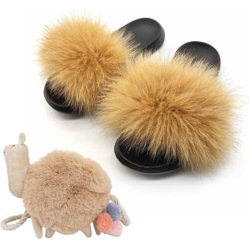 Cute Alpaca Furry Slippers Womens Real Fox Fur Slides Lovely Animal Girls Hand Bags Sets Winter Home Fluffy Fur Purse Sandals