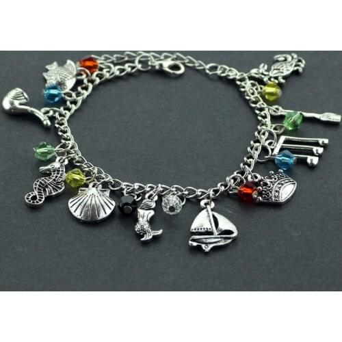 Moana Charm Bracelet Roses Mirror Castle Clock Lion Harpoon Bracelet Women Fashion Wristband gift
