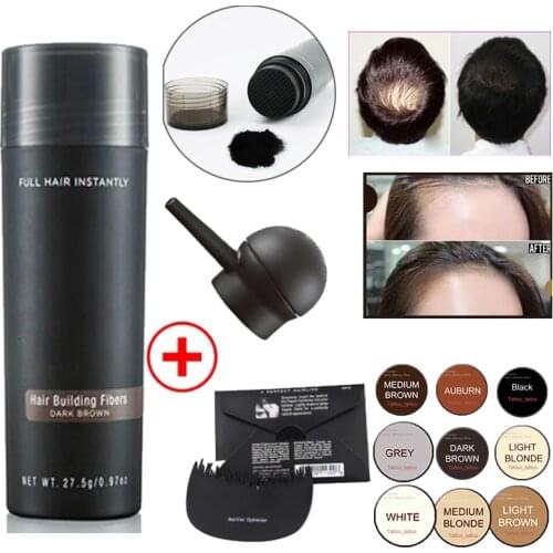 27.5g Topp Keratin Hair Building Fibers set 9 Color Full Hair Instantly Fibras Capilares hold spray powder hair treatment set