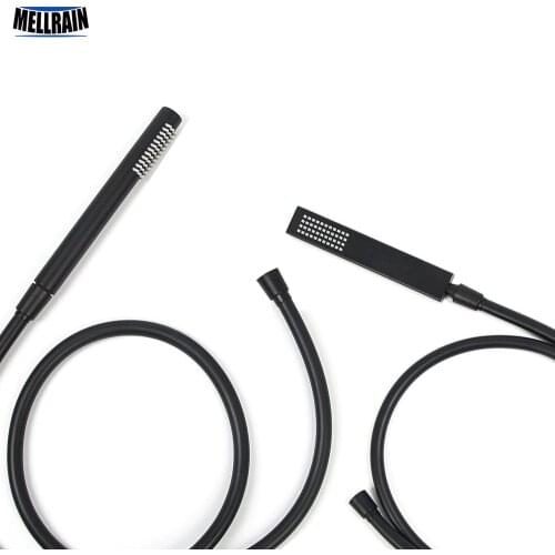 Black Electroplate hand hold shower head brass material round and square hand shower with black pvc shower hose