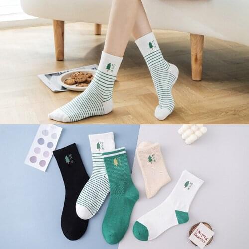 Socks womens middle tube socks cute Korean four seasons long tube cotton socks Japanese cartoon students