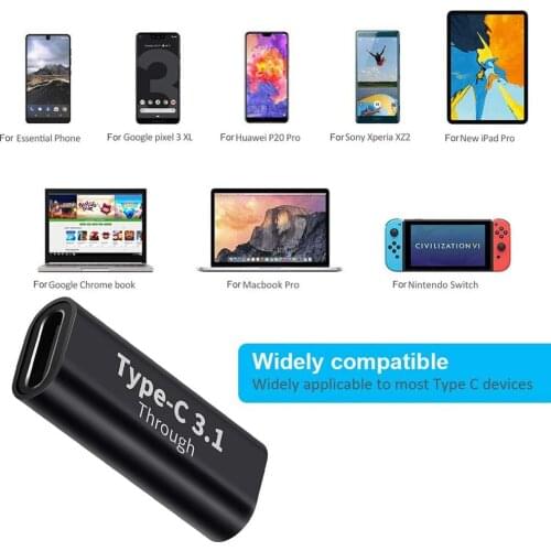USB C Female-to-Female Adapter 10GBbps Rate Fast Charging Adapter USB C To Type C Male Female Converter Connector