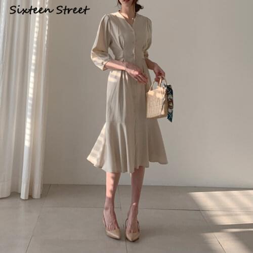 Dress for Women Korean Style Chic V Neck High Waist Slim Ruffled Dress Female Y2k Vestido Feminino Harajuku Vestido De Mujer