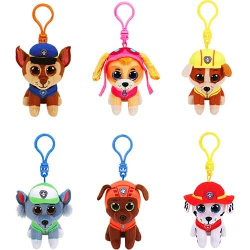 Genuine Ty Beanie Dog Bag Pendant Skye Chase Zuma Soft Stuffed Plush Animal Toys Big Eye Keychain Kids Gifts 10cm