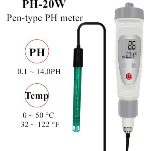 PH-20W Portable Digital Water Quality Tester accuracy 0.1 Pen PH Meter Water Quality External Connection Electrode Tester40%off