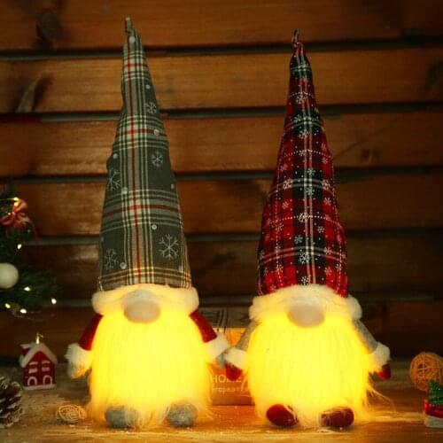 Christmas Decorative Doll with Luminous Lights Rudolph Faceless Plush Doll for Home Office