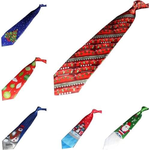 Christmas Ties for Men Fashion Design Snowflake Elk Animal Tree Novelty Holiday Printed Necktie Tie Christmas Gift