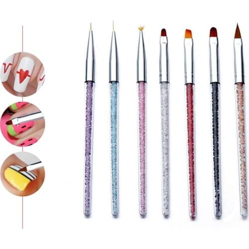 Rhinestone Handle Nail Art UV Gel Polish Painting Drawing Pen DIY Manicure Tool
