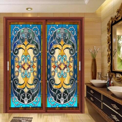 Custom size frosted electrostatic Church Stained glass window film home foil door glass stickers PVC self-adhesive window films
