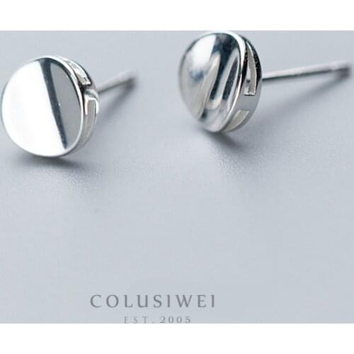 Colusiwei Authentic 925 Sterling Silver Simple Geometric Round Stud Earrings for Women Fine Silver Earrings Jewelry 2020